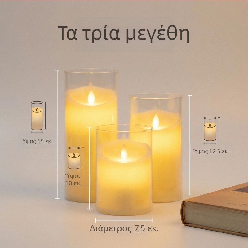 LED κερί με προσομοιωμένη ταλάντωση, τηλεχειριστήριο — ακρυλικό κύπελλο, φως ατμόσφαιρας για γάμο και γενέθλια