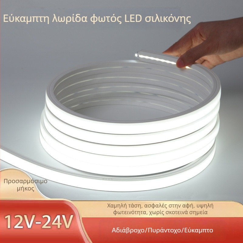 Λωρίδα LED σιλικόνης με ενσωματωμένο επιφανειακά τοποθετημένο σχεδιασμό, εξωτερικά αδιάβροχη, ευέλικτός γραμμικός φωτισμός για εσωτερικούς διαδρόμους φωτισμού