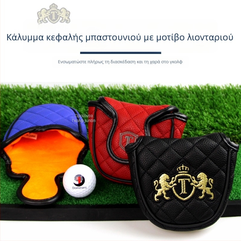 Golf JT Μεγάλο ημικύκλιο κάλυμμα για πούτερ με κέντημα λιονταριού, PU αδιάβροχο, παχύ βελούδινο ύφασμα, 6 χρώματα
