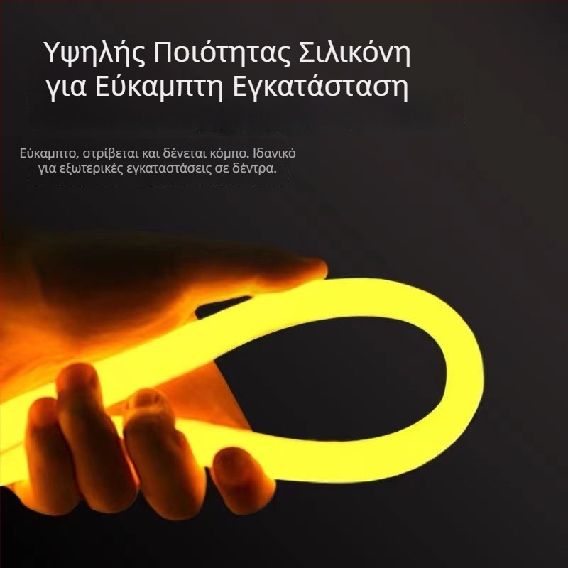 LED κυκλική λωρίδα φωτισμού 360°, ευέλικτη νεον LED ταινία εξωτερικού χώρου, αδιάβροχη, υψηλής φωτεινότητας, μηχανική λωρίδα φωτισμού