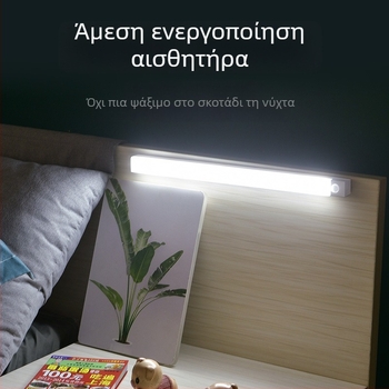 Έξυπνο νυχτερινό φως με ασύρματη φόρτιση και ανίχνευση κίνησης για οικιακή χρήση, χωρίς καλώδια, LED λωρίδα για διαδρόμους και ντουλάπες