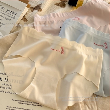 Γυναικείο εσώρουχο χωρίς ραφές από Ice Silk, με καβάκι από βαμβάκι, χαμηλή μέση, αίσθηση γυμνού, άνετο και διαπνέον, υψηλή ελαστικότητα, plus size, τρίγωνο σλιπ