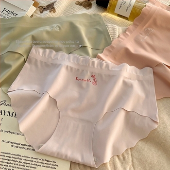 Γυναικείο εσώρουχο χωρίς ραφές από Ice Silk, με καβάκι από βαμβάκι, χαμηλή μέση, αίσθηση γυμνού, άνετο και διαπνέον, υψηλή ελαστικότητα, plus size, τρίγωνο σλιπ