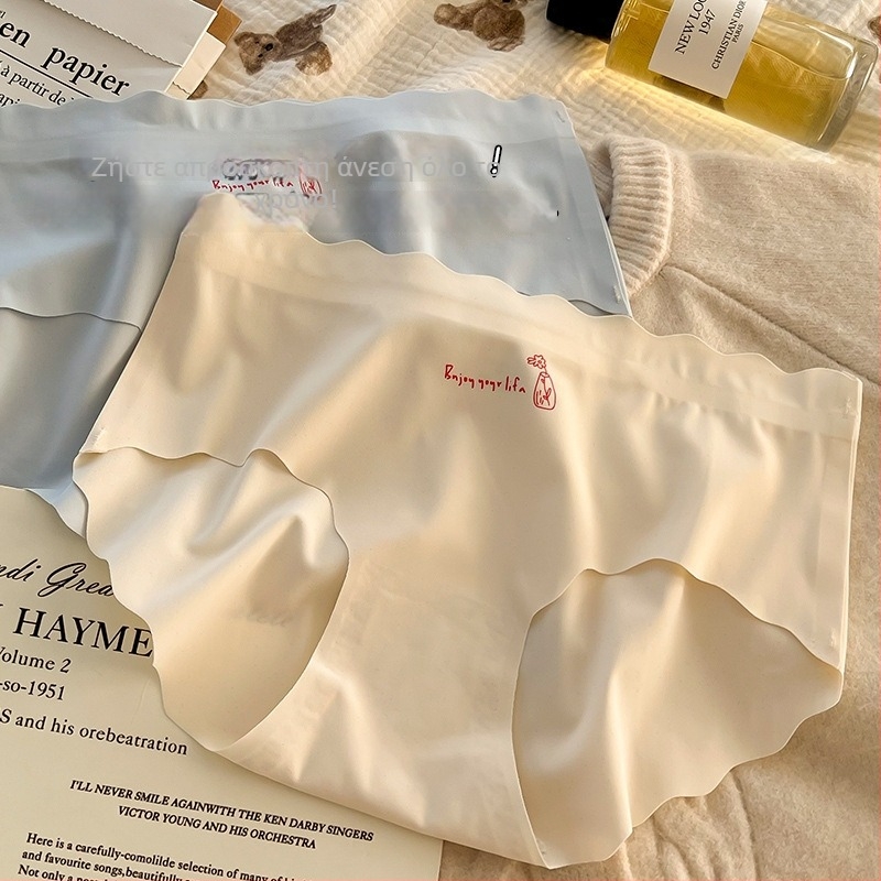 Γυναικείο εσώρουχο χωρίς ραφές από Ice Silk, με καβάκι από βαμβάκι, χαμηλή μέση, αίσθηση γυμνού, άνετο και διαπνέον, υψηλή ελαστικότητα, plus size, τρίγωνο σλιπ