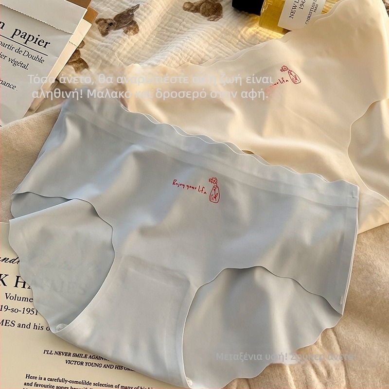 Γυναικείο εσώρουχο χωρίς ραφές από Ice Silk, με καβάκι από βαμβάκι, χαμηλή μέση, αίσθηση γυμνού, άνετο και διαπνέον, υψηλή ελαστικότητα, plus size, τρίγωνο σλιπ