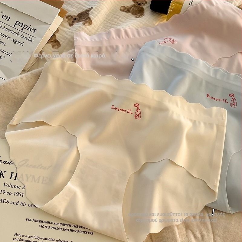 Γυναικείο εσώρουχο χωρίς ραφές από Ice Silk, με καβάκι από βαμβάκι, χαμηλή μέση, αίσθηση γυμνού, άνετο και διαπνέον, υψηλή ελαστικότητα, plus size, τρίγωνο σλιπ