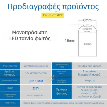 Ελαστική LED νέον λωρίδα για διαφημιστικά σήματα και φωτισμό γραμμάτων, εξωτερική αδιάβροχη
