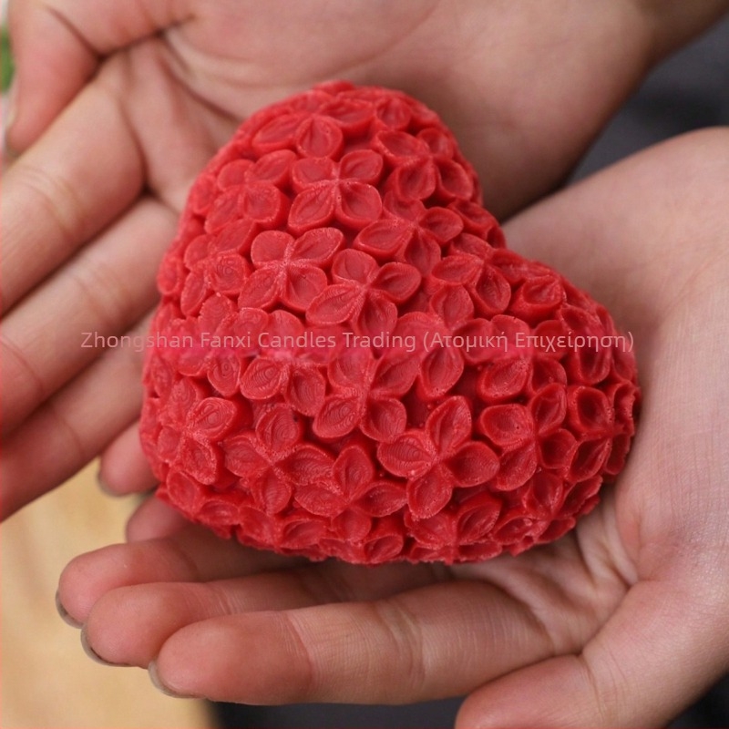 Κερί σε σχήμα καρδιάς με άρωμα τριαντάφυλλου, χειροποίητο κερί από σόγια – δώρο