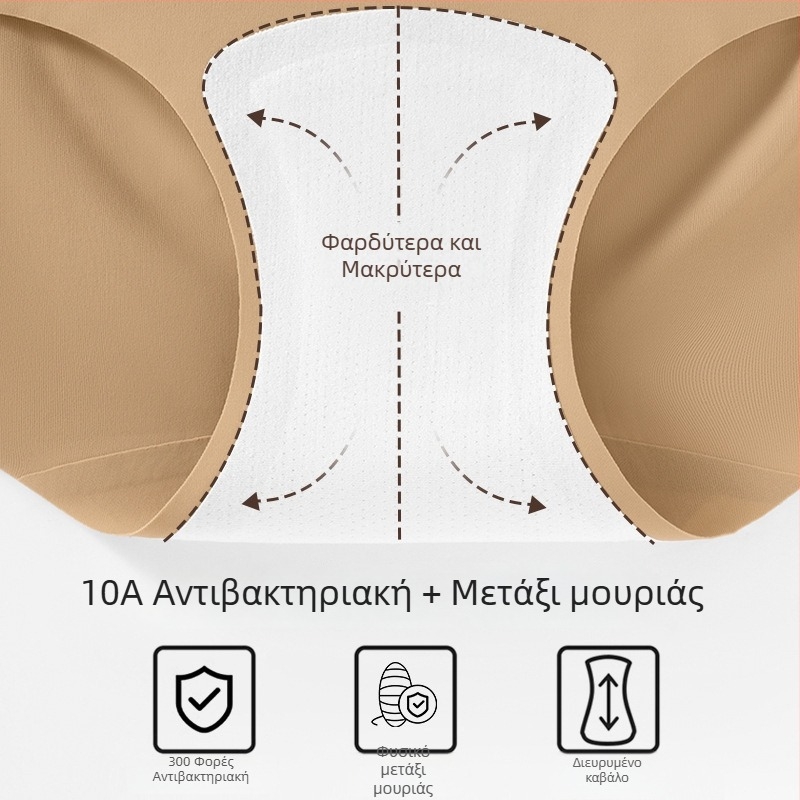 Γυναικείες σλιπ Ice Silk για καλοκαίρι, διαπνοή, γρήγορο στέγνωμα, αντιβακτηριακές, υψηλή μέση, επένδυση καβάλου από μεταξί μουριάς