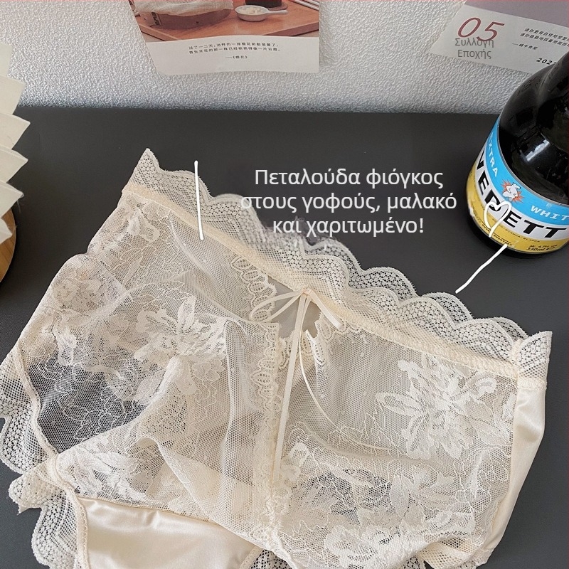 Γυναικείο δαντελένιο εσώρουχο, διαπνέον, φλοράλ σχέδιο, μεσαία μέση, ανύψωση γλουτών