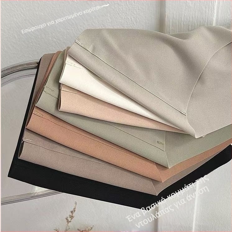 Γυναικείες εσώρουχες χωρίς ραφές από Ice Silk, άνετες και φιλικές προς το δέρμα, με ζώνη με γράμματα, διαπνέουσα περιοχή, υψηλή ελαστικότητα, εφαρμοστές στους γοφούς