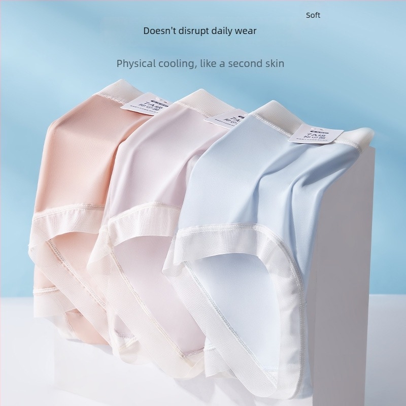 XL Ice Silk χωρίς ραφές Αντιβακτηριακά γυναικεία εσώρουχα μεσαίας μέσης, διαπνοή, Ultra-λεπτά, αίσθηση γυμνότητας, ανύψωση γοφών