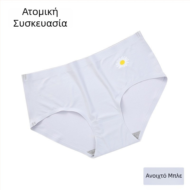 Γυναικείο εσώρουχο χωρίς ραφές από ice silk, μεσαίας μέσης, μοτίβο μαργαρίτας, τρίγωνο σλιπ, γυναικό στυλ