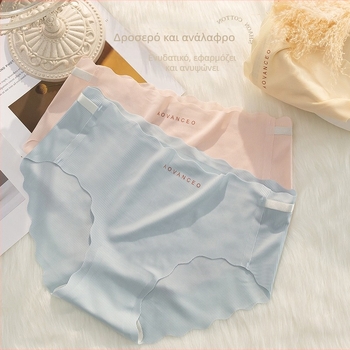 Γυναικείες εσώρουχες Ice Silk με μεσαία μέση, αναπνεύσιμες, αντιβακτηριακές, γρήγορο στέγνωμα, με βαμβακερή επένδυση