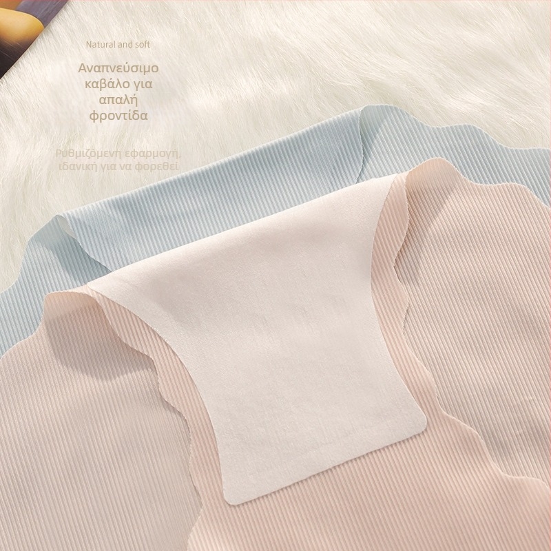 Γυναικείες εσώρουχες Ice Silk με μεσαία μέση, αναπνεύσιμες, αντιβακτηριακές, γρήγορο στέγνωμα, με βαμβακερή επένδυση