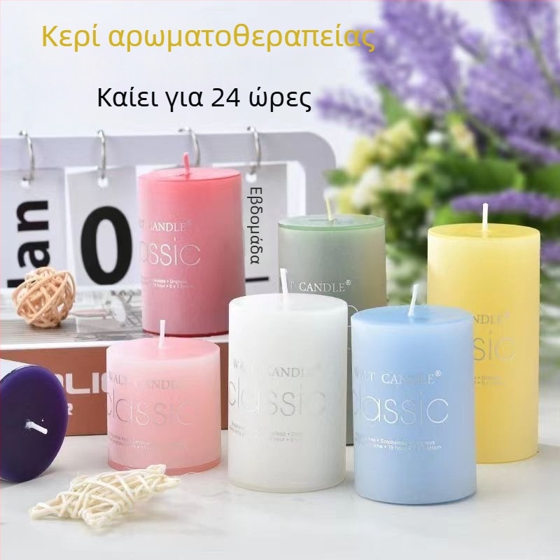 Χρωματιστό κυλινδρικό κερί αρωματοθεραπείας για οικιακή χρήση και εκτάκτων αναγκών, χωρίς καπνό, ιδανικό για διακόσμηση γενεθλίων, γάμου, εκκλησίας ή ξενοδοχείου.