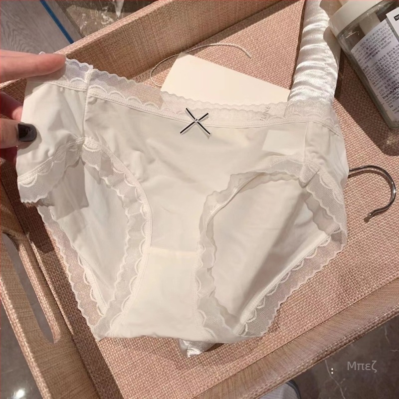 Γυναικείο καλοκαιρινό εσώρουχο cream απόχρωση, ultrathin nude-feel, Ice Silk ύφασμα, με βαμβακερή επένδυση, κυματιστή άκρη, αναπνέει, χωρίς ορατές ραφές