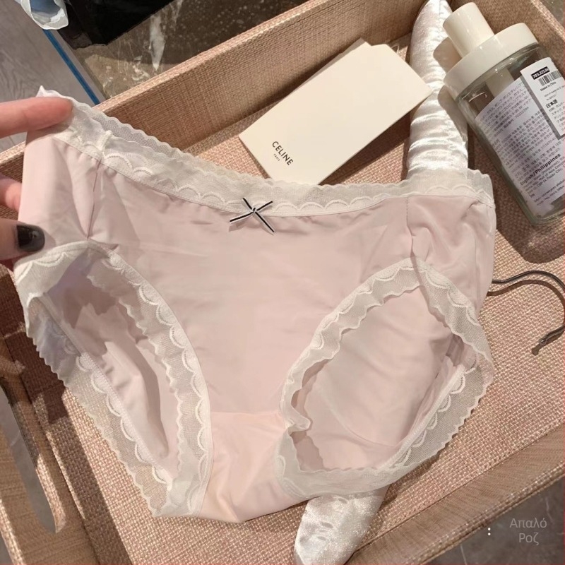 Γυναικείο καλοκαιρινό εσώρουχο cream απόχρωση, ultrathin nude-feel, Ice Silk ύφασμα, με βαμβακερή επένδυση, κυματιστή άκρη, αναπνέει, χωρίς ορατές ραφές