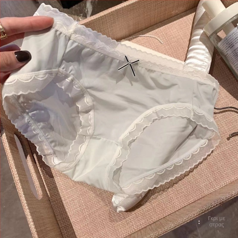 Γυναικείο καλοκαιρινό εσώρουχο cream απόχρωση, ultrathin nude-feel, Ice Silk ύφασμα, με βαμβακερή επένδυση, κυματιστή άκρη, αναπνέει, χωρίς ορατές ραφές