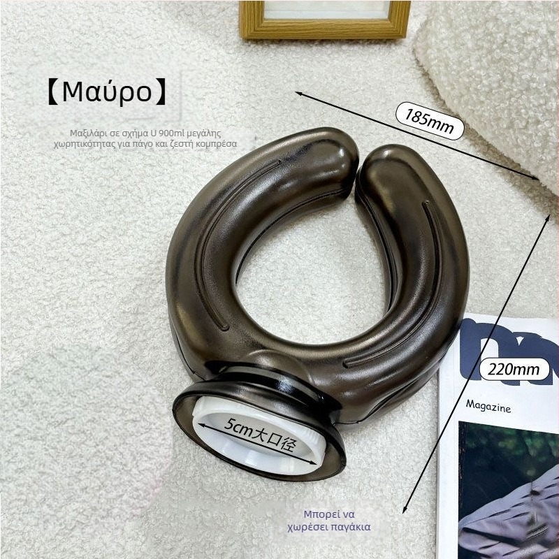 Φιάλη ζεστού νερού σε σχήμα U για θεραπεία αυχένα, θερμαντικό μαξιλαράκι για ώμους και αυχένα, γεμάτη με νερό, ανθεκτικό σε έκρηξη, παχύτερο