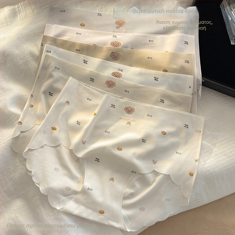 10A εσώρουχα για κορίτσια από Ice Silk, χωρίς ραφές, μεσαία μέση, γρήγορο στέγνωμα, σχέδιο σκύλου