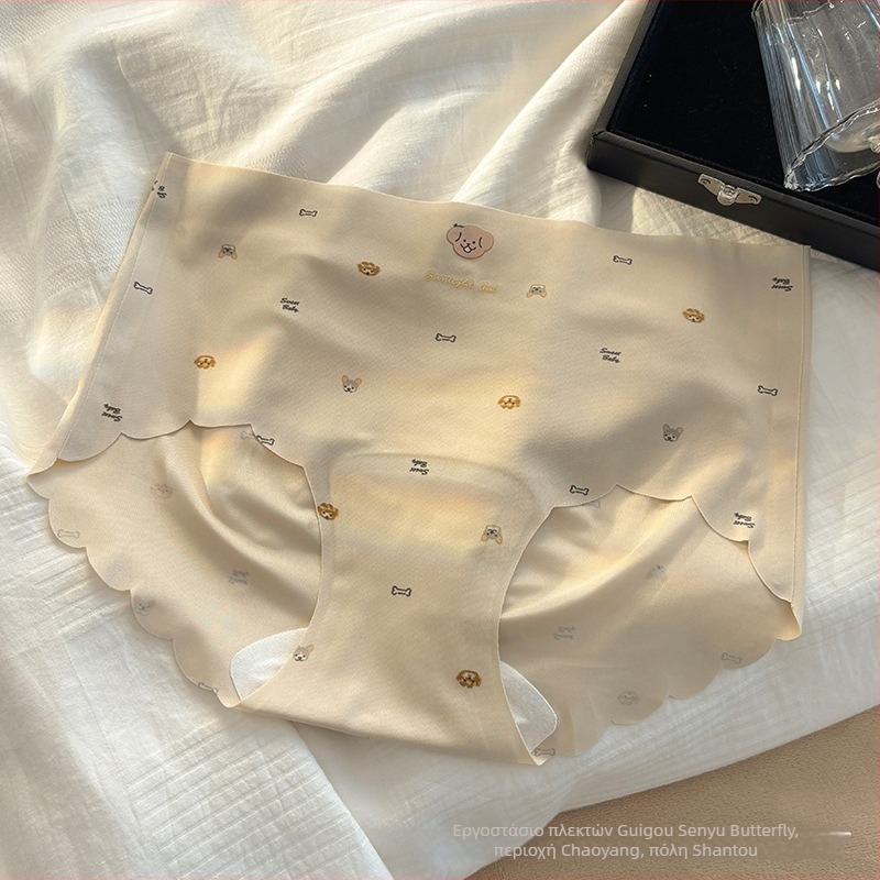 10A εσώρουχα για κορίτσια από Ice Silk, χωρίς ραφές, μεσαία μέση, γρήγορο στέγνωμα, σχέδιο σκύλου