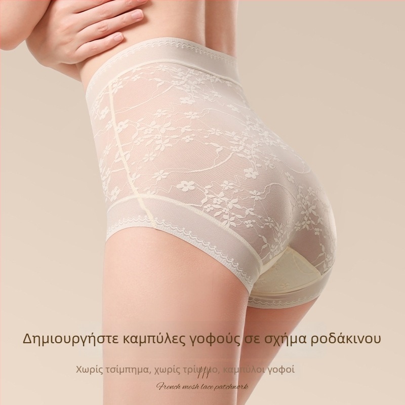 Γυναικείο εσώρουχο δαντέλας φθινοπωρινό-χειμερινό, με ψηλή μέση, πεταλοειδές σχέδιο για σύσφιξη κοιλιάς και ανύψωση γλουτών, γαλλικό πλέγμα, 6638