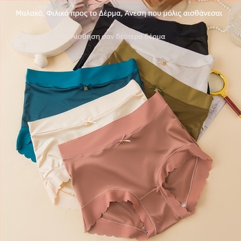 Γυναικείο εσώρουχο χωρίς ραφές από σατέν Ice Silk, plus-size, μεσαίας-υψηλής μέσης, αντιβακτηριακό από Mulberry μετάξι, πολυτελές και σέξι