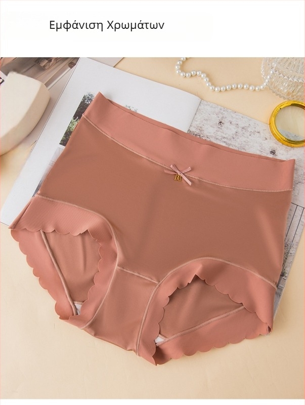 Γυναικείο εσώρουχο χωρίς ραφές από σατέν Ice Silk, plus-size, μεσαίας-υψηλής μέσης, αντιβακτηριακό από Mulberry μετάξι, πολυτελές και σέξι