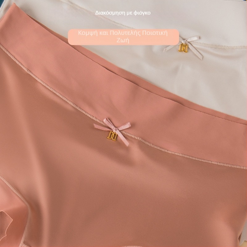Γυναικείο εσώρουχο χωρίς ραφές από σατέν Ice Silk, plus-size, μεσαίας-υψηλής μέσης, αντιβακτηριακό από Mulberry μετάξι, πολυτελές και σέξι