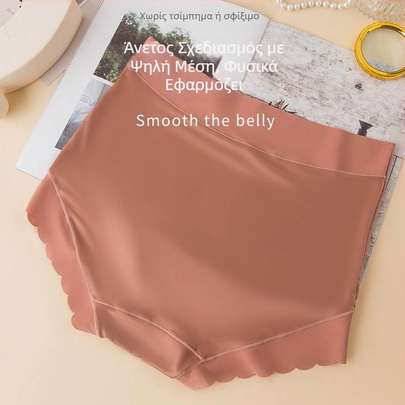 Γυναικείο εσώρουχο χωρίς ραφές από σατέν Ice Silk, plus-size, μεσαίας-υψηλής μέσης, αντιβακτηριακό από Mulberry μετάξι, πολυτελές και σέξι