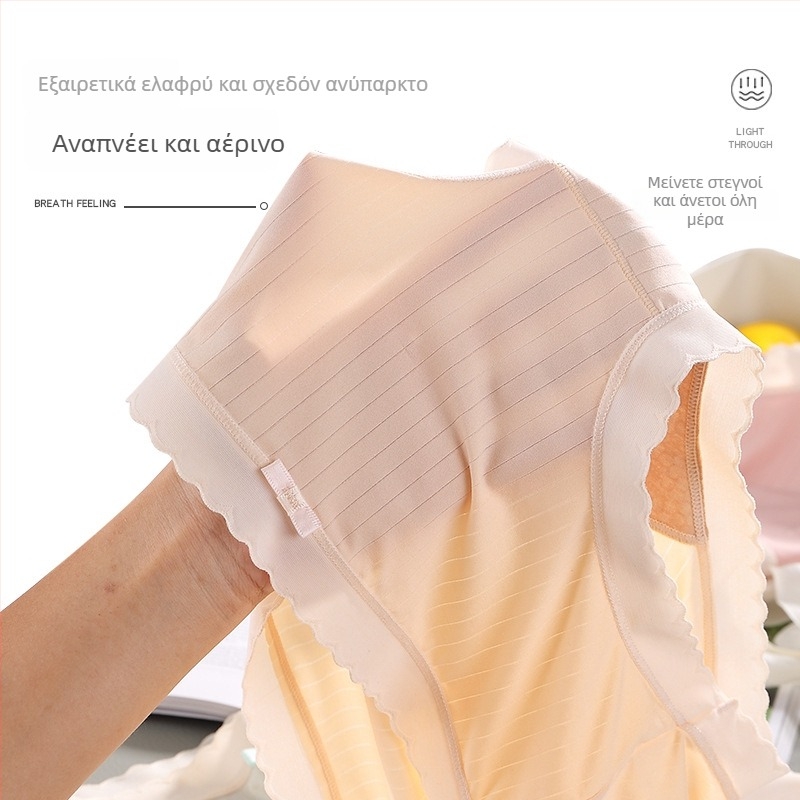Γυναικείο και κοριτσίστικο εσώρουχο από ice silk με βαμβακερή επένδυση, αντιβακτηριακό με tea polyphenols, μεσαία μέση, δροσερό και διαπνοή για το καλοκαίρι