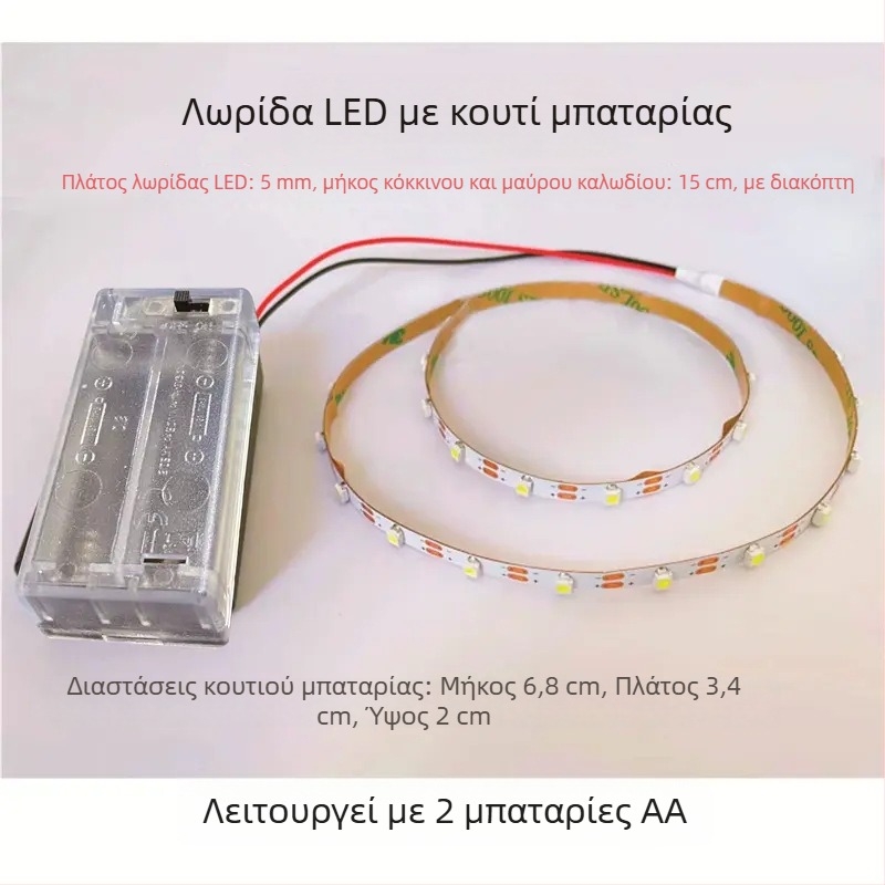 Ευέλικτη LED λωρίδα 3V, πλάτος 5 мм, υπερ-λεπτή, αυτοκόλλητη, μοντέλο 004 για εξωτερικές διαφημίσεις