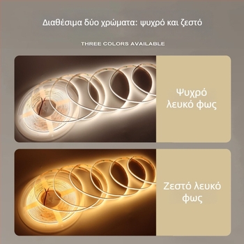 Αυτοκόλλητη COB LED λωρίδα 24V για σαλόνι, αλλαγή τριών χρωμάτων, πλήρες φάσμα