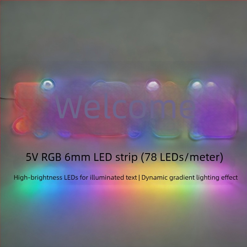 5V LED λωρίδα σε σχήμα S, πολύ στενή και ευέλικτη, 78 LED, 6W, κατάλληλη για φωτιζόμενες επιγραφές
