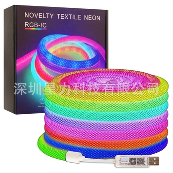 RGB 5V υφασμένη LED λωρίδα νέον με σχέδιο δράκου, κυκλική δέσμη 360°, αδιάβροχη και ευέλικτη, 5W/m, έλεγχος μέσω εφαρμογής και τηλεχειριστηρίου