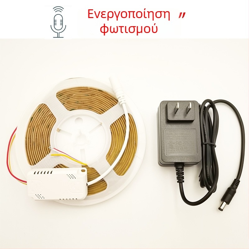 Τρισχρωμη COB LED λωρίδα με ευφυή φωνητικό έλεγχο, 12V, διπλή θερμοκρασία φωτισμού, ρυθμιζόμενο νυχτερινό φως, σετ 5 μέτρων
