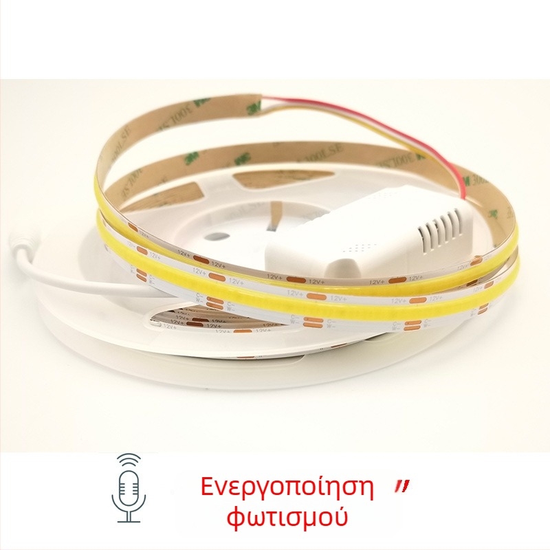 Τρισχρωμη COB LED λωρίδα με ευφυή φωνητικό έλεγχο, 12V, διπλή θερμοκρασία φωτισμού, ρυθμιζόμενο νυχτερινό φως, σετ 5 μέτρων