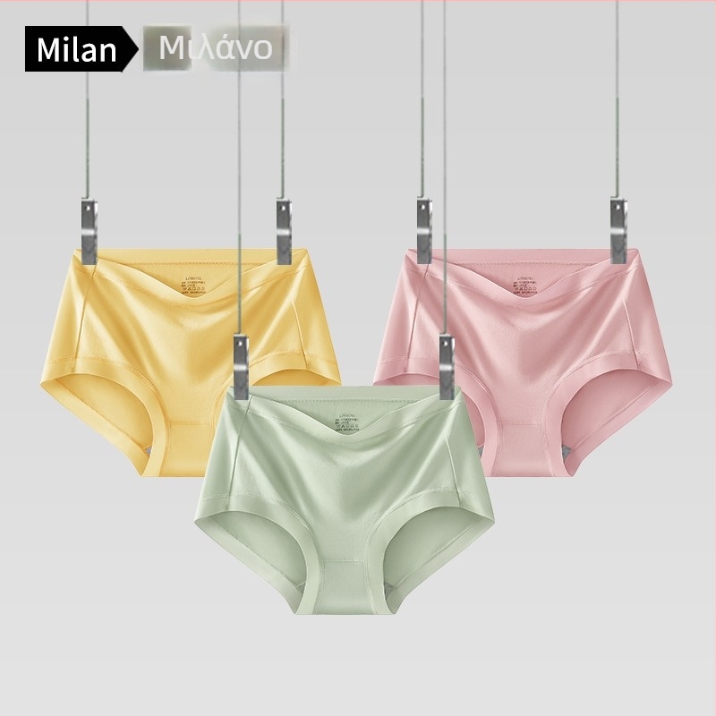 MILAN 60S modal γυναικείες σλιπ μεσαίας μέσης, αναπνεύσιμες, βαμβακερή επένδυση, χωρίς ραφή, μονόχρωμες