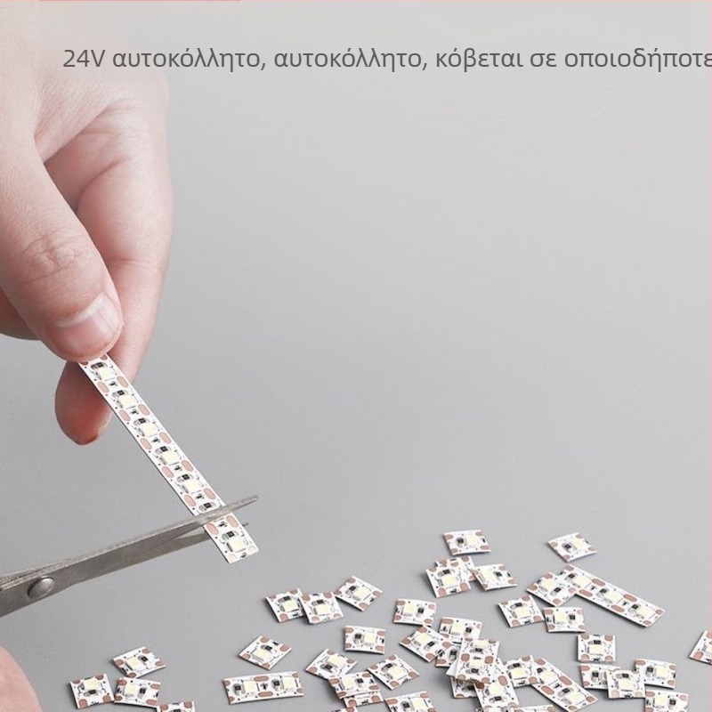 Γραμμικό LED φωτιστικό ντουλάπας, αυτοκόλλητο, 24V, 120 LED/m, 2835, γωνία δέσμης 120°, εσωτερική χρήση