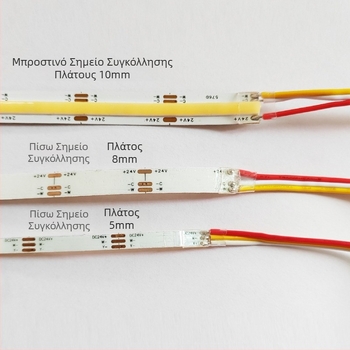 24V ρυθμιζόμενη COB LED λωρίδα με επιλογές τριών χρωμάτων και διχρωμία LED, αυτοκόλλητη, εσωτερικός φωτισμός σαλονιού