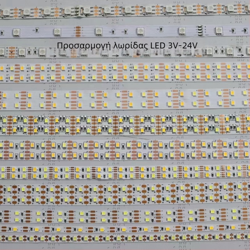 Λεπτή LED ταινία 2835, 5V, 30–120 LED, διχρωμική διακοσμητική λωρίδα, εσωτερική διακόσμηση, ρυθμιζόμενη, μήκος 5–10 μ., 120° γωνία δέσμης, CRI 80