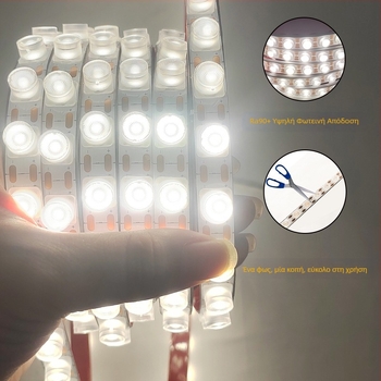 Εύκαμπτη LED λωρίδα φωτισμού τοίχου, DC24V, εσωτερική χρήση, 48 LED/m, δέσμη 30°, CRI 90, 18W, με δυνατότητα ρύθμισης φωτεινότητας, μήκος 1 μ.