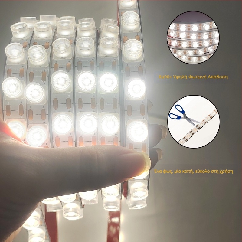 Εύκαμπτη LED λωρίδα φωτισμού τοίχου, DC24V, εσωτερική χρήση, 48 LED/m, δέσμη 30°, CRI 90, 18W, με δυνατότητα ρύθμισης φωτεινότητας, μήκος 1 μ.