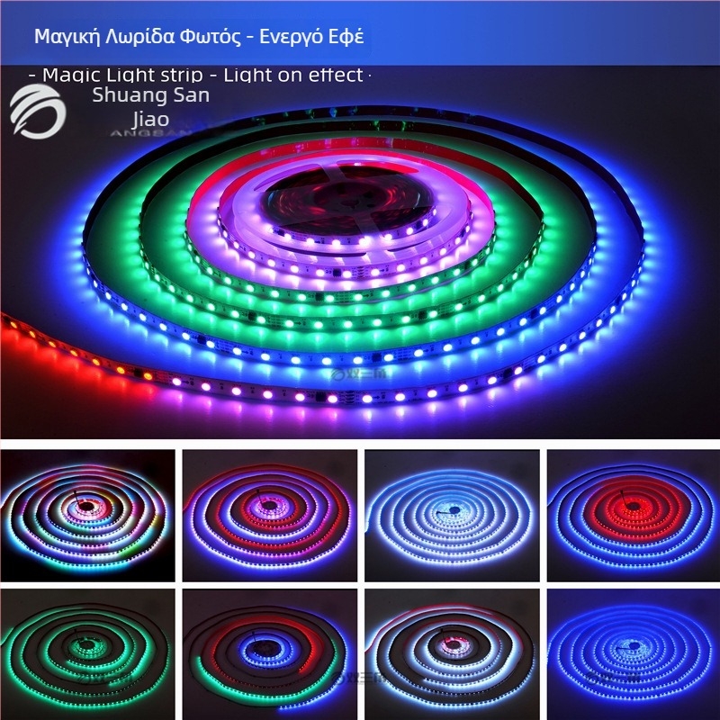 24V RGB LED ταινία με εφέ ροής νερού, χαμηλή τάση, αυτοκόλλητη διακοσμητική λωρίδα LED για γάμο, με ουρανό γεμάτο αστέρια και βροχή σε τρία χρώματα