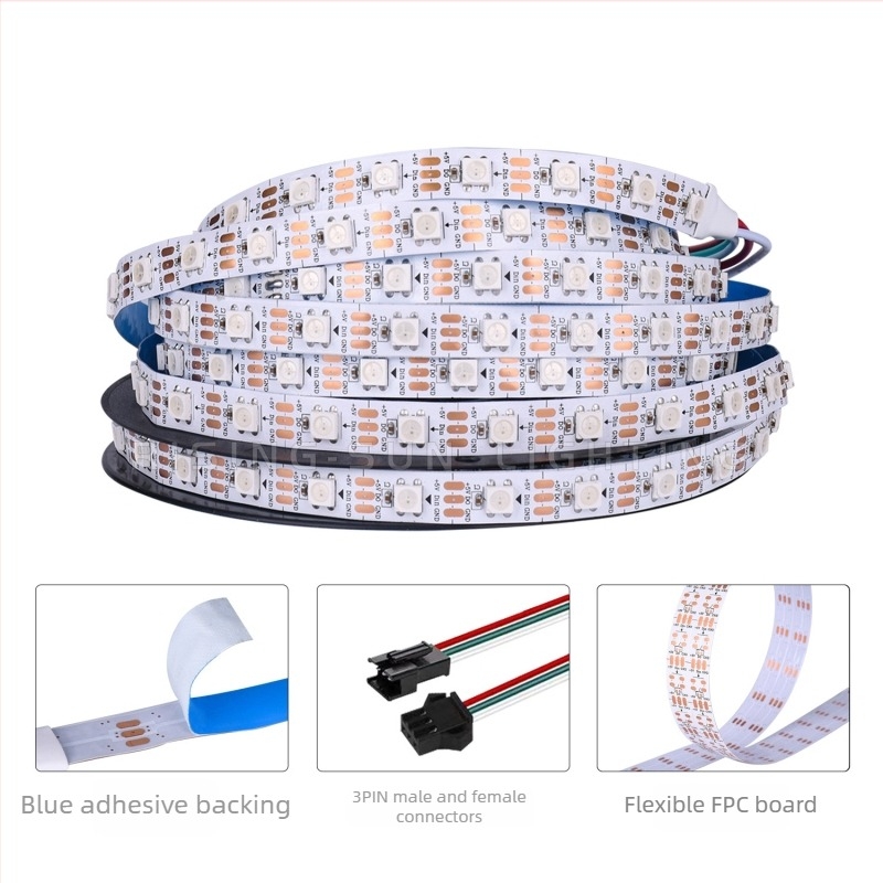 WS2812 SK6812 5V RGB LED ταινία, χρωματικά μεταβαλλόμενα εφέ, προγραμματιζόμενα