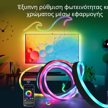 USB πολύχρωμο Bluetooth μουσικό LED φως ατμόσφαιρας για τηλεόραση, εύκαμπτο σιλικόνο DIY σχέδιο με αλλαγή χρωμάτων