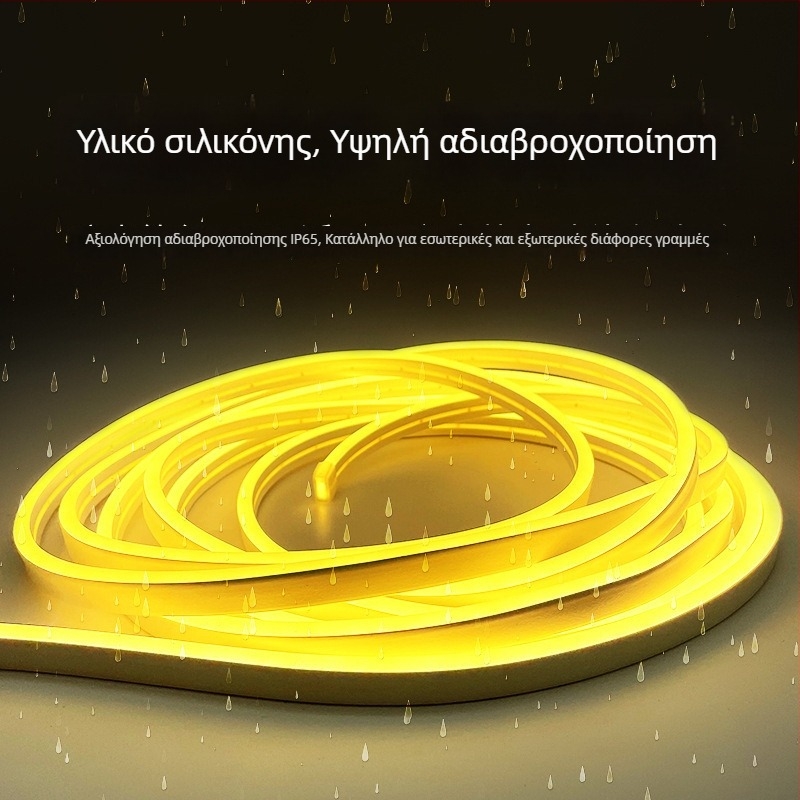 Λωρίδα LED Νεόν 12V, ευέλικτη σιλικόνη, αδιάβροχη, εξωτερική/εσωτερική διαφήμιση, 6×12 мм, 120 LED