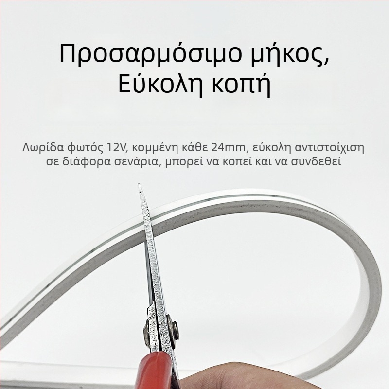 Λωρίδα LED Νεόν 12V, ευέλικτη σιλικόνη, αδιάβροχη, εξωτερική/εσωτερική διαφήμιση, 6×12 мм, 120 LED