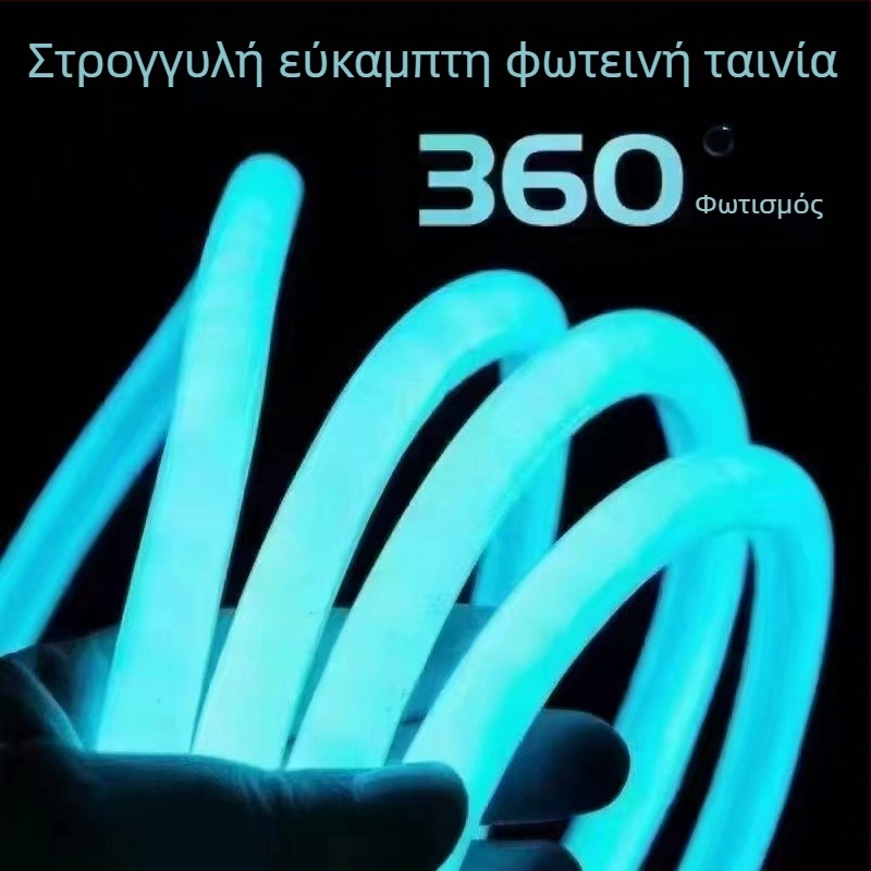 LED κυκλική λωρίδα φωτισμού, 12V χαμηλής τάσης, εξωτερική αδιάβροχη, 360° φωτισμός, εύκαμπτη, λαμπερό νέον διαφημιστικό φως